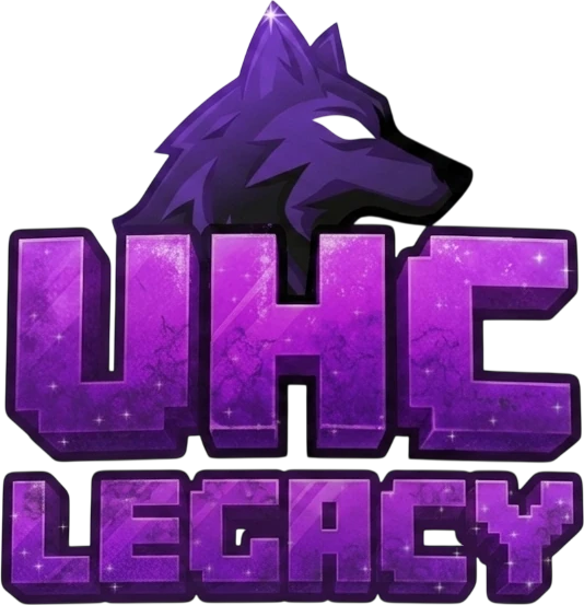 Logo de UHC Legacy: un lobo morado sobre las letras UHC Legacy